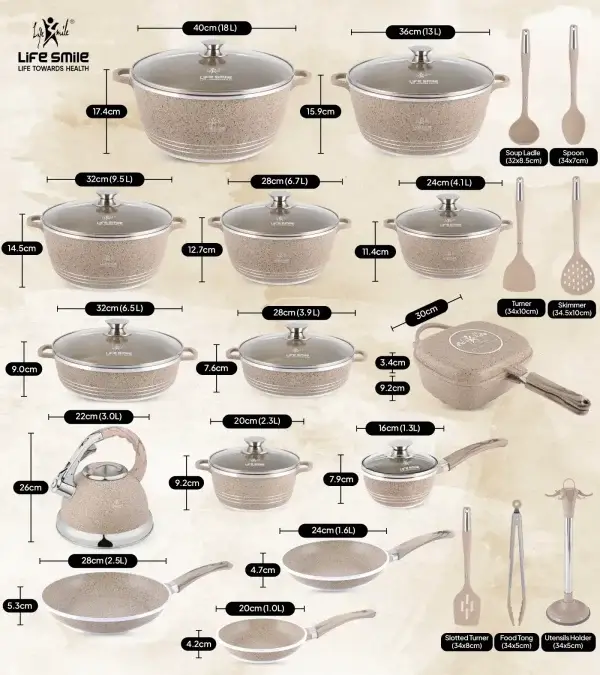Anniversary sale, while supplies last:31 Pcs Non Stick Granite Kitchen Cooking Set with Tools - Image 7