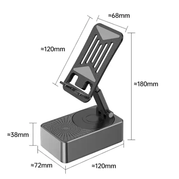 Bluetooth Speaker With Phone Stand 360º Rotating Mobile Phone Holder Anti-Slip Base Bluetooth Audio 5000mAh Power Bank Bracket - Image 9