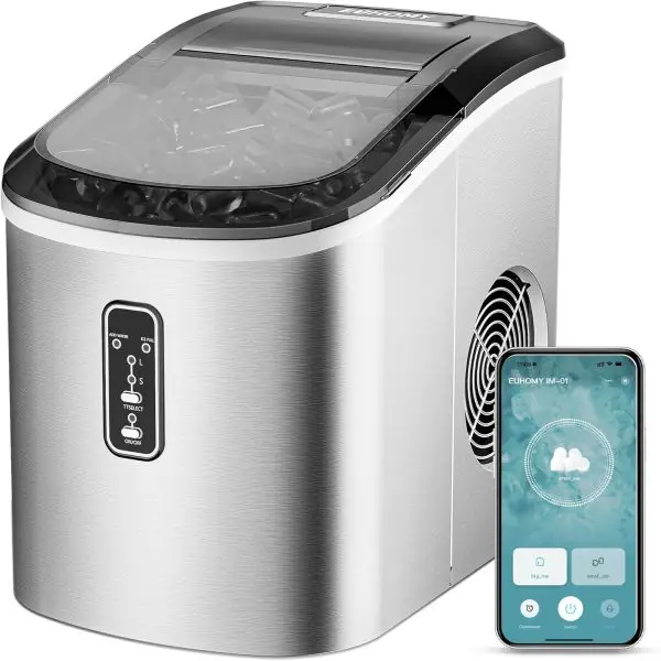 Celebrate with Us Anniversary Limited-Time & Limited-Quantity Deal AED د.إ99-109:EUHOMY Nugget Ice Maker Countertop with Handle, Ready in 6 Mins, 34lbs Per Day, Removable Top... - Image 2