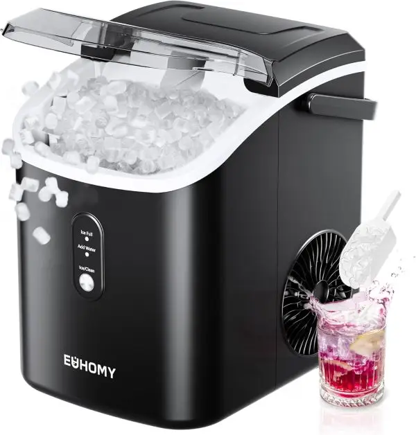Celebrate with Us Anniversary Limited-Time & Limited-Quantity Deal AED د.إ99-109:EUHOMY Nugget Ice Maker Countertop with Handle, Ready in 6 Mins, 34lbs Per Day, Removable Top... - Image 4