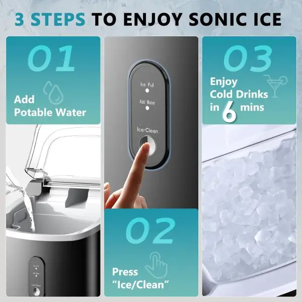 Celebrate with Us Anniversary Limited-Time & Limited-Quantity Deal AED د.إ99-109:EUHOMY Nugget Ice Maker Countertop with Handle, Ready in 6 Mins, 34lbs Per Day, Removable Top... - Image 9
