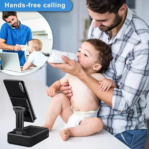 Cell Phone Stand with Wireless Bluetooth Speaker Compatible for Any Smartphones,Anti-Slip Design Phone Holder with HD Surround Sound Bluetooth Speaker for Home,Office,Outdoor - Image 3