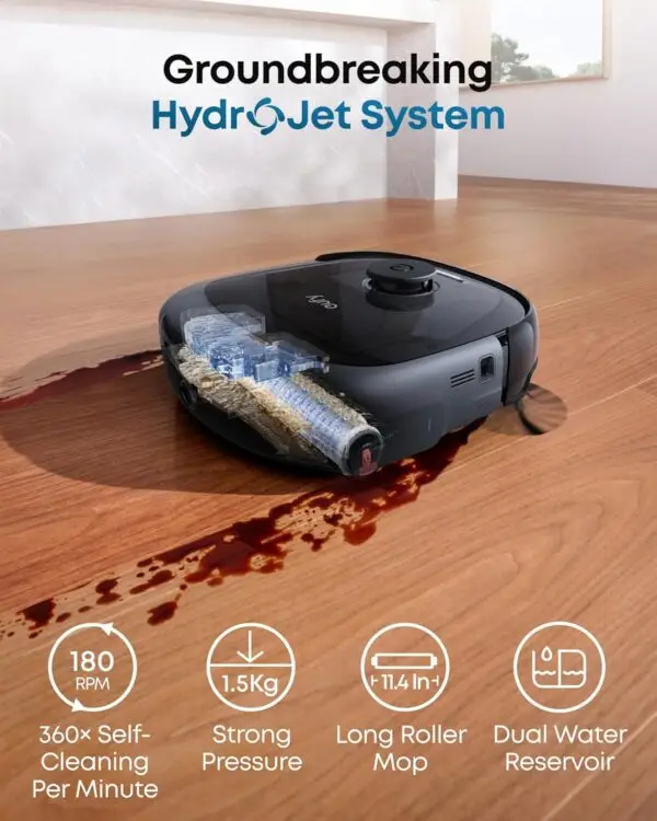 eufy E28 Omni Robot Vacuum and Mop Combo,HydroJet System,with Portable Deep Cleaner for Carpet,20,000Pa Turbo Suction,Zero-Tangling,Corner to Edge Deep Cleaning,with auto... - Image 6