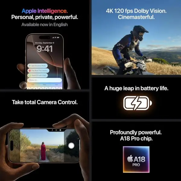 iPhone 16 Pro Max 256 GB: 5G Mobile Phone with Camera Control, 4K 120 fps Dolby Vision and a Huge Leap in Battery Life. Works with AirPods; Desert Titanium - Image 4