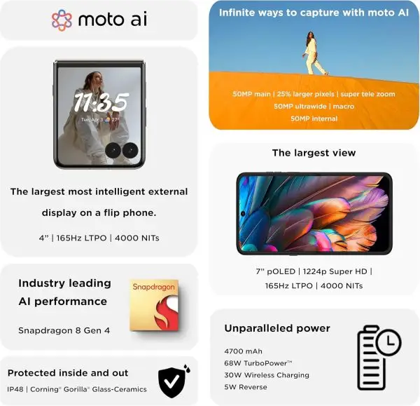 Limited benefits, first come first served:MOTOROLA Razr 60 Ultra 5G, 16+16GB RAM Boost, 512 GB ROM, Snapdragon 8 Elite, 7.0"+ 4.0" pOLED Display, Titanium Hinge, TurboPower 68W,... - Image 8