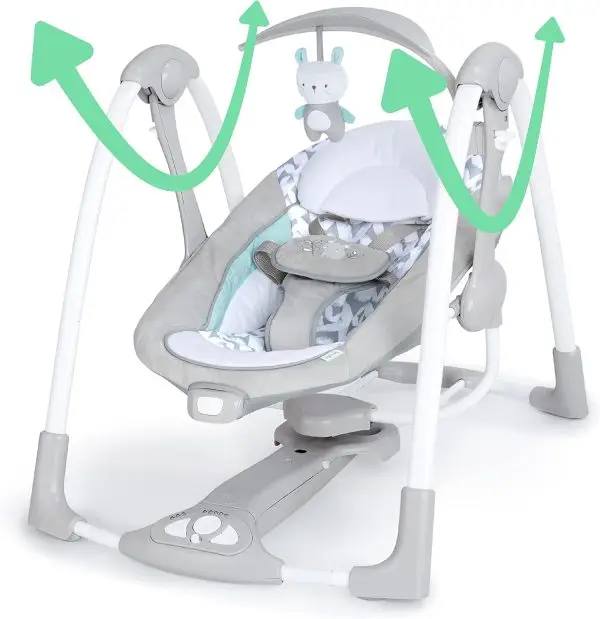 Limited-Time Sale for Summer Surprises AED 99د.إ:Ingenuity 12189-3 Convertme Swing-2-Seat - Raylan, Pack Of 1 - Blue and Grey - Safety Belt & Removable Baby Toys Swing for Baby - Image 6