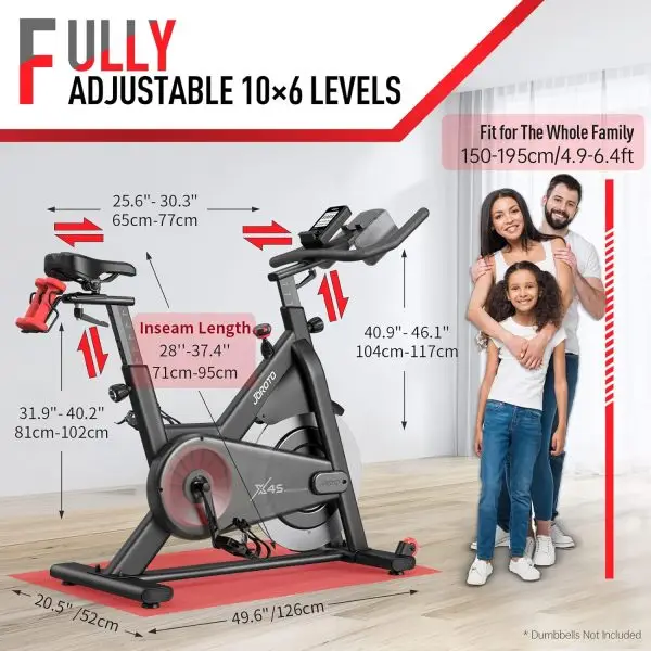 Limited-Time Sale for Summer Surprises AED 99د.إ:JOROTO Exercise Bike/Spin Bike, Silent Stationary Bike Indoor Cycling Bike for home Gym Cardio with Readable Magnetic Resistance... - Image 2