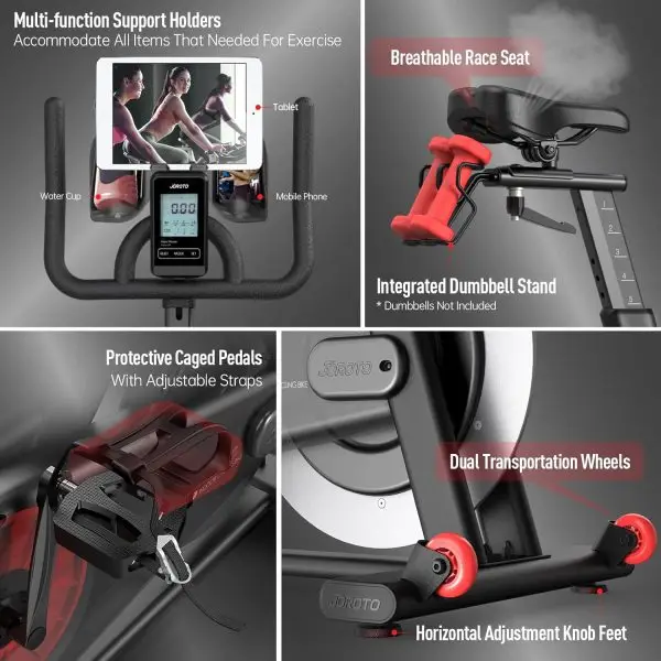 Limited-Time Sale for Summer Surprises AED 99د.إ:JOROTO Exercise Bike/Spin Bike, Silent Stationary Bike Indoor Cycling Bike for home Gym Cardio with Readable Magnetic Resistance... - Image 8