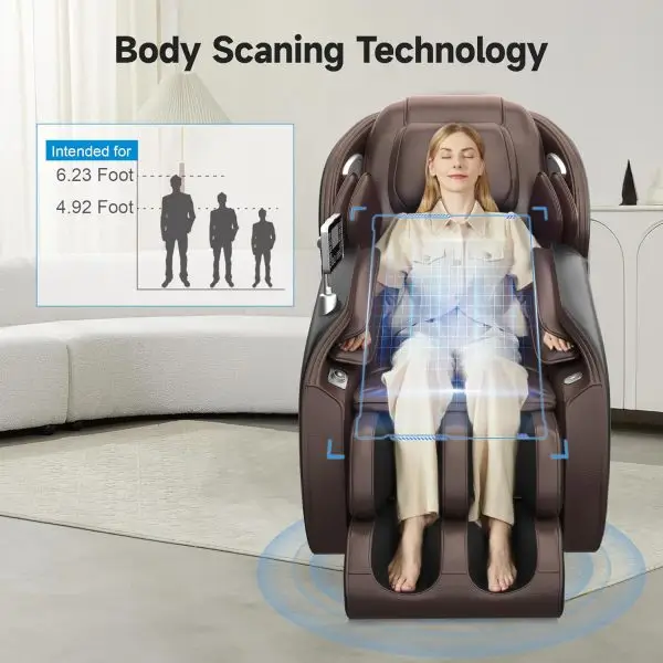 Limited-Time Sale for Summer Surprises AED 99د.إ :Real Relax Massage Chair Favor-06, Full Body Zero Gravity SL-Track Shiatsu Massage Recliner Chair with APP Control, Brown - Image 7