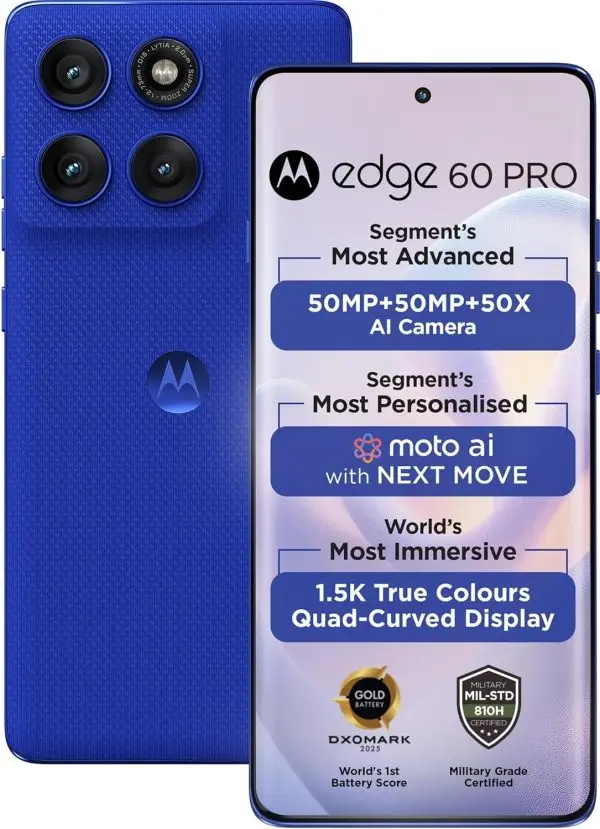 Summer Final Clearance Just AED 99د.إ:Motorola Edge 60 Pro 5G (Pantone Dazzling Blue, 12GB RAM, 512Storage) | 6.7" Display | 50MP+50MP+10MP | 50MP Front | Dimensity 8350 |... - Image 2