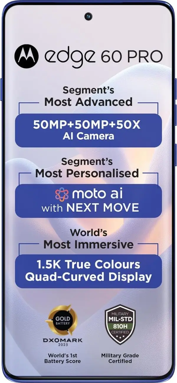 Summer Final Clearance Just AED 99د.إ:Motorola Edge 60 Pro 5G (Pantone Dazzling Blue, 12GB RAM, 512Storage) | 6.7" Display | 50MP+50MP+10MP | 50MP Front | Dimensity 8350 |... - Image 3