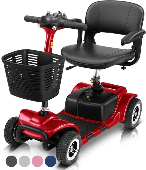 Vive 4 Wheel Mobility Scooter - Electric Powered Wheelchair Device - Compact Heavy Duty Mobile for Travel, Adults, Elderly - Long Range Power Extended Battery with Charger & Basket - Image 10