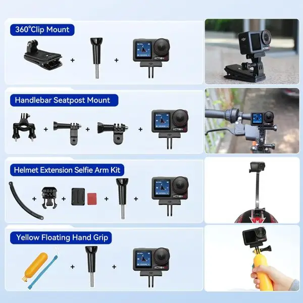 While Stocks Last:DJI Osmo Action 5 Pro Standard Combo,with 58 Piece Accessory Kit and 2 Extra Batteries + 64GB Card - Waterproof Action Camera with 1/1.3" Sensor, 4K/120fps... - Image 2