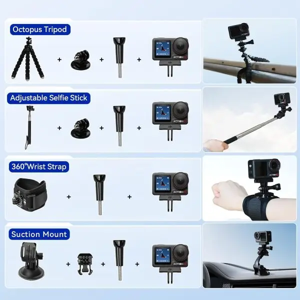 While Stocks Last:DJI Osmo Action 5 Pro Standard Combo,with 58 Piece Accessory Kit and 2 Extra Batteries + 64GB Card - Waterproof Action Camera with 1/1.3" Sensor, 4K/120fps... - Image 3
