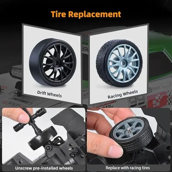 While Stocks Last:RC Drift Car 2.4GHz 1:16 Scale 4WD High Speed Remote Control Cars Vehicle with LED Lights Two Batteries and Drifting Tires Racing Sport Toy Cars for Adults... - Image 5